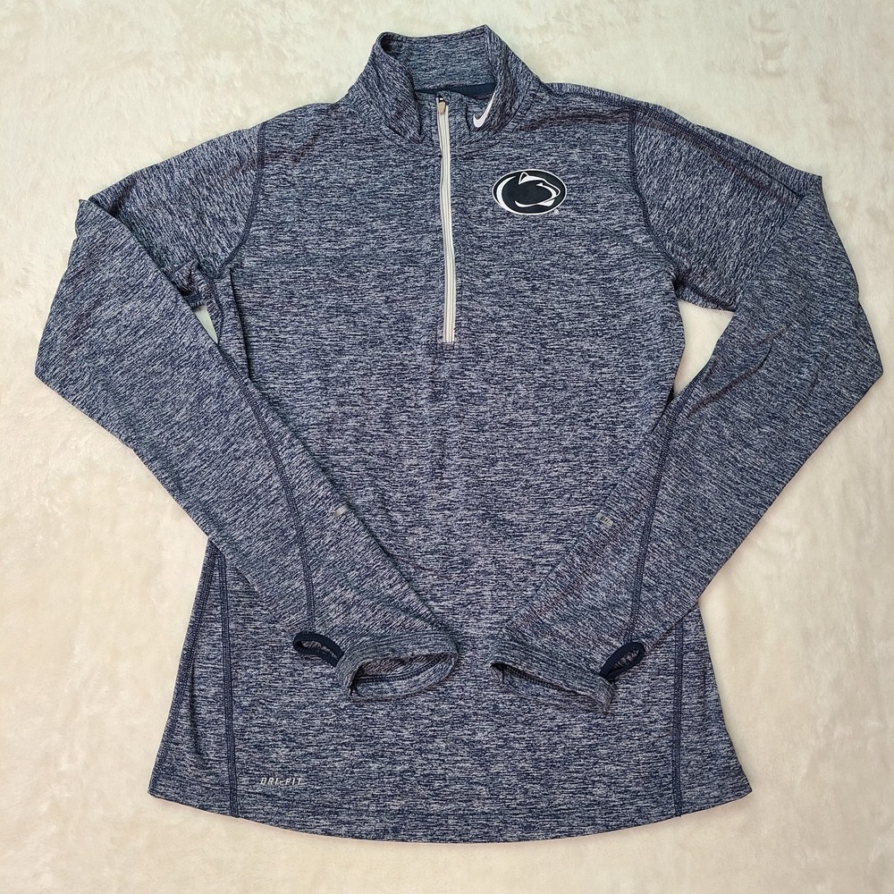 Penn State Pullover Women Small Nike Dri Fit 1/4 Zip Long Sleeve Shirt Blue NCAA
